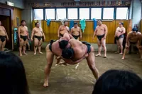 Prohlídka ranního tréninku sumo v Tokiu, prohlídka skutečné arény a průvodce