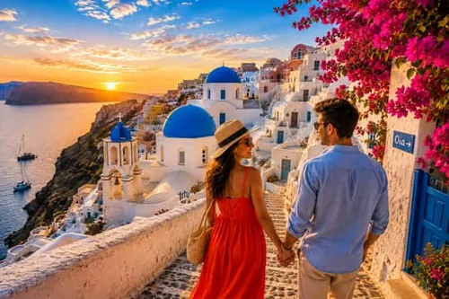 Santorini: Prohlídka celého ostrova při západu slunce s vyzvednutím u hotelu